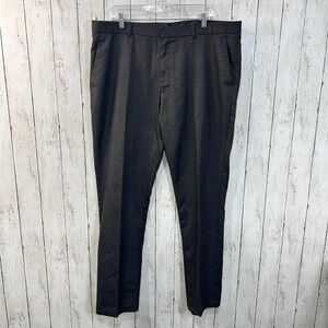 Men's Perry Ellis Slim Fit Gray Polyester Dress Pants Size 38x32